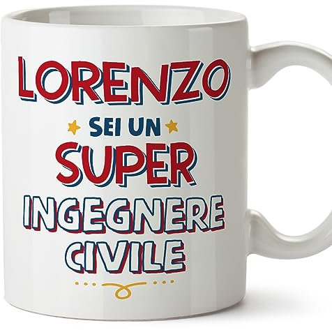 MUGFFINS Tazas Personalizadas para INGENIERO CIVIL hombre - En Italiano - Sei Super - 11 oz / 330 ml - Regalo Personalizable original y divertido