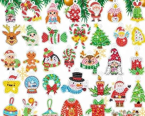 DIY Weihnachtsbaumanhä Nger Bogoro 38 StüCk 2024 Chinesisches Neujahr Hängende Dekorationen Set Fotorequisiten Diamond Painting Weihnachten Weihnachtsbaumschmuck Set