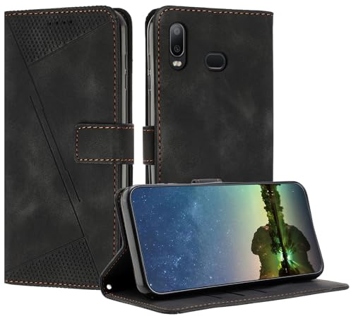 Mo-Beauty Handyhülle für Samsung Galaxy A10S / M01S, PU Leder Brieftasche Klapphülle Magnetic Standfunktion Kartenfach Schutzhülle hülle für Samsung A10S/M01S - Schwarz