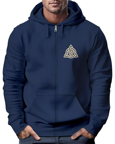 Neverless® Zip Hoodie Herren Sweatjacke mit Kapuze Logo Wikinger nordische Mythologie Valknut Wotansknoten Valhalla