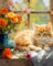 Maysurban Pintar por Numeros Adultos, DIY Pintura por Números, Kit de Pintura al óleo de Lienzo DIY para Niños con Pinceles, Pigmento Acrílico 40 x 50cm,Gato naranja