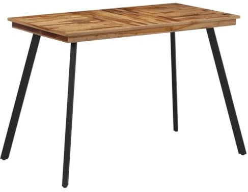 vidaXL Esstisch, Esszimmertisch mit Holzplatte, Küchentisch mit Eisengestell, Tisch Holztisch Speisetisch, Industrial, Massivholz Teak