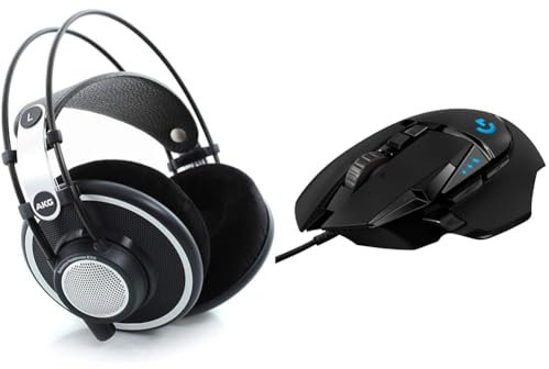 AKG K702 Offene Over-Ear-Studio-Referenzkopfhörer der Premiumklasse || Kein Bluetooth & Logitech G502 Hero High-Performance Gaming-Maus mit Hero 25K DPI optischem Sensor