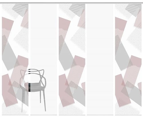 VISION S NAYAH Schiebegardine, halbtransparent Bambus, 260x60 cm, Graphikmotiv, Farbe:Bordeaux, Größe:260 x 60 cm, Anzahl:5er Set (3X, 2X)