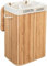 edihome, Cesto Ropa Sucia 2 Compartimentos, Cesta con Tapa, 72 Litros, Cubo, Laundry Basket, Plegable, Bolsa Lavable Extraíble, Asas, de Bambu, para Colada (Blanco)