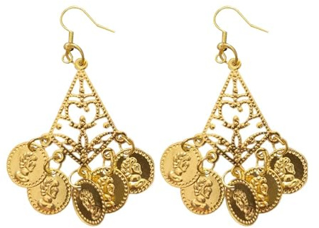 Belly Dance Jewelry A Pair Of Earrings Dancing Gold Belly Dance Gold Jewelry Earrings Stone Stud Post Earrings (B, 7x5x1cm)