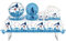 69Pcs Blue Shark Birthday Party Decorations Supplies,Ocean Theme Party Tableware Set,Under the Sea Tableware Set with Paper Plates Cups&Napkins Tablecloth for Kids Birthday Beach Party Decoration