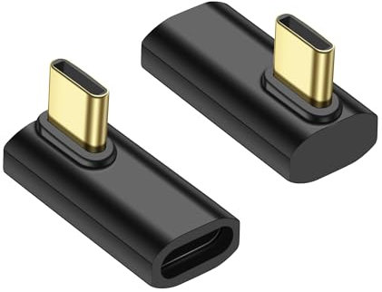 SinLoon 240 W USB C 90 Grad Winkeladapter 40 Gbit/s Typ C Stecker auf Buchse Extender Connector Adapter, unterstützt 8K Audio und Video 240 W/50 V Aufladen, geeignet für Tablets, Laptops (C-L)