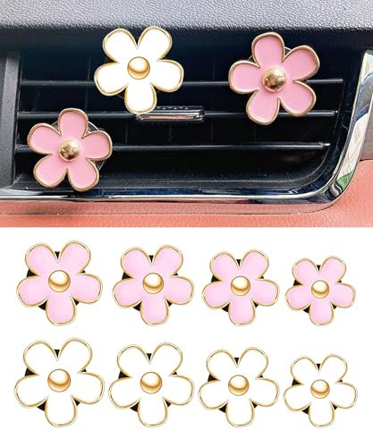 Flaconi Auto Zubehör,8 Stück Gänseblümchen Blume Auto Lufterfrischer Clip,Auto Deko,Auto Zubehör Deko,Auto Zubehör Innenraum Frauen,Air Outlet Lüfterfrischer Vent Clips,Deko Innen Für Auto