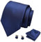 XDGBGFN Krawatten Einfarbig Krawatten Set Einstecktuch Manschettenknöpfe Elegant Krawatten für Hochzeit Formal Business (dunkelblau)