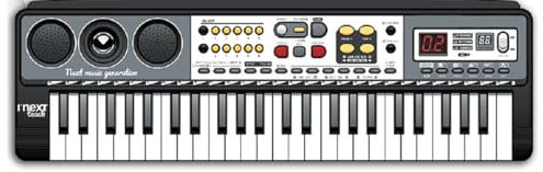 Tastiera Digitale MeMe, 49 Tasti, Zoe 10 Demo, 100 Ritmi,100 Suoni, Registra,Sustain Vibrato Okon, Presa Microfono, Display Digitale, USB, Nero, Tastiera Scolastica, adattatore corrente,Dim.58x17x6 cm