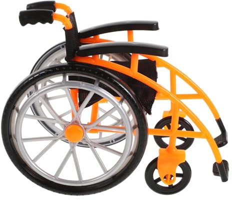 UPKOCH Spielzeugrollstuhl Puppenrollstuhl Miniatur-Krückenornamente Mini Rollstuhl Spielzeug Rollstuhl und Krücken Puppenhauszubehör Medizinisches Zubehör für Puppenhäuser Plastik Orange
