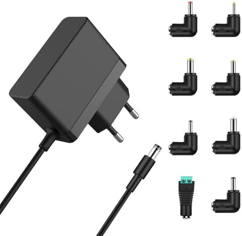 Bouge 12V Keyboard Kabel Netzteil Kompatibel mit Ya maha PA-130a PA-130b PA-150b P45 PA-3b PA-3c PA-5d PSR-210 PSR-78 P125 E373 EZ-220 EZ-300, Ladekabel mit 8 Universalsteckern für Electronic Piano