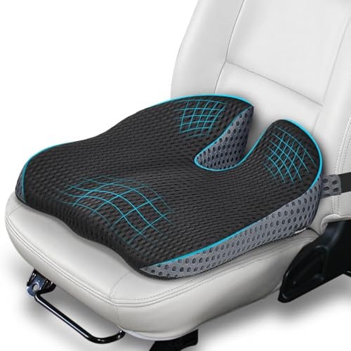 Ajiteogy Cojín de Asiento para Coche Conductor - Elevador Ergonómico Adulto con Espuma Viscoelástica y Correas - Compatible con Automóvil, Oficina, Camionetas