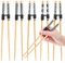 LYART 5 Pairs Reusable Training Chopsticks Beginners for Kids Adults Learners, Japanese Wooden Chopsticks Trainers Set, Dishwasher Safe, L8.86Inch (1.Japanese stamp)