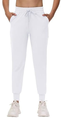 CAMPSNAIL Jogginghose Damen Sporthose Lang Freizeithose Weich Bequeme Trainingshose mit Elastischen Bund Sweatpants Leggings für Yoga Fitness (Weiß XL)