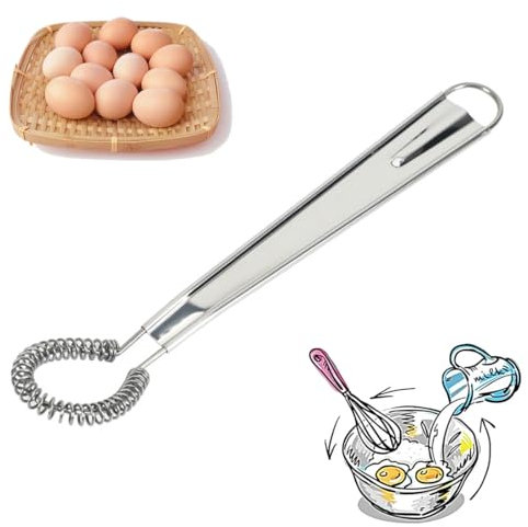 OUDQFCJ Batidor de varillas de acero inoxidable con mango cómodo y estable, batidor manual de cocina para mezclar, batir, espumar y remover
