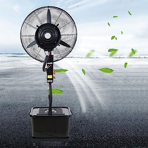 SFNIOKFG Vernebelungsventilator, Standventilator für den Außenbereich mit Nebel, 3 Windmodi, 90°-Oszillation, Industrieventilator, Vernebler für Kühlung, Terrasse, Garage, Fitnessstudio, We