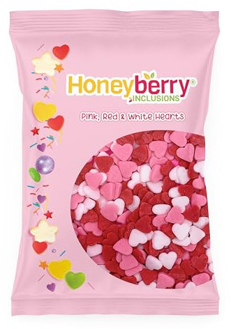 Liebe Herzen Streusel 55g - Natürliche Essbare Streusel Tortendeko - Herz Streudeko, Zuckerherzen, Zuckerstreusel Perfekt zum Verzieren von Kuchen, Cupcakes und Desserts - Hergestellt in der EU