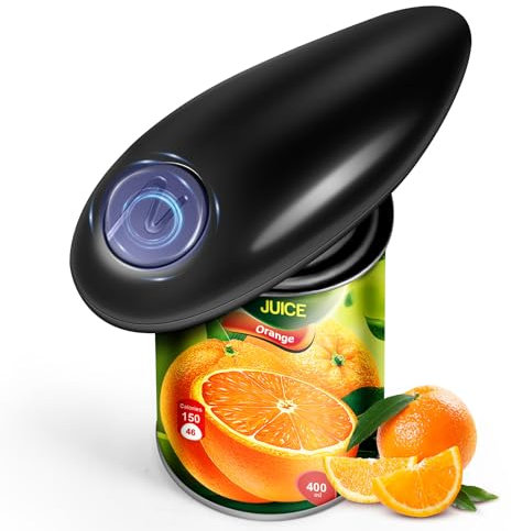 Electric Can Opener, One Touch Button Automatic Can Opener No Sharp Edges and Without Hurting Hands, Electric Tin Openers for Arthritic Hands and Can Be Easily Opened for Kitchen(Black)