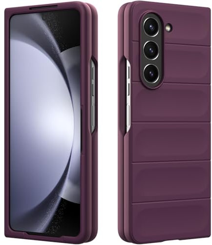 Custodia Compatibile con Samsung Galaxy Z Fold 5, Silicone Custodia per Tutto il Corpo, Copertura Antiurto con Fotocamera Protettivo, Cover Rigido al Tatto - Viola Scuro