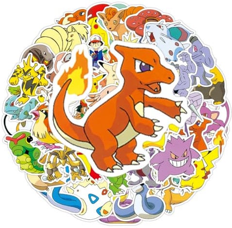 Pocketmonster Stickers Kinder, 100 Stück Wasserfeste Aufkleber Kinder für Skateboards, Helme, Water Bottle, Tablets, Schultaschen, Kühlschränke, Fahrräder, Türen, Tischplatten