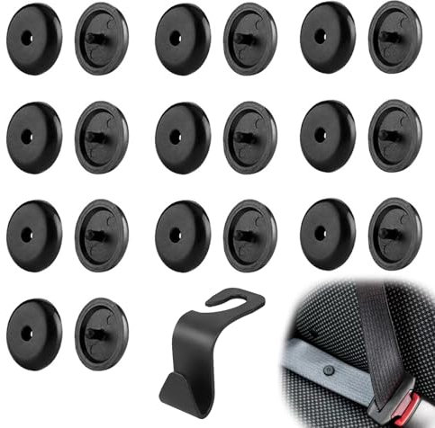 Bottoni Cintura di Sicurezza Auto,Ferma Cintura di Sicurezza Auto,Pulsante Cintura di Sicurezza Plastica,Adatto per Cintura di Sicurezza per Tutti Tipi di Auto, con Gancio (Nero)