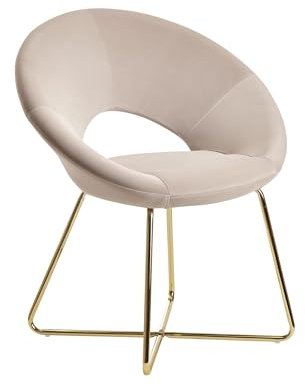 Esszimmerstuhl Samt Beige Küchenstuhl mit goldenen Beinen | Schalenstuhl Stoff/Metall | Design Polsterstuhl | Stuhl Esszimmer Gepolstert
