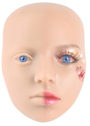Yeefairy Visage de Maquillage en Silicone Faux Pratiquez Panneau Visage Mannequin et 2 Paires Oculaires Réalistes Tete Maquiller Réutilisable pour Tatouage Beauté Débutant Professionnel (Peau Claire)