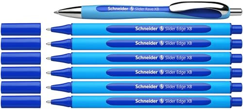 Schneider 152257 Slider Edge XB und Slider Rave XB Kugelschreiber (Schreibfarbe: blau) 6+1 Stück
