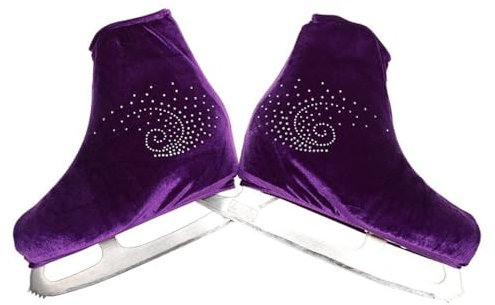Blausky 1 Paar Unisex Samt-Skates Cover,Eiskunstlauf Schuhüberzieher mit Strass Überziehsocke reißfester & elastischer Überzug für Inlineskates Rollschuhe und Schlittschuhe,Lila,M(33-36)