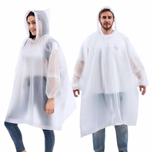 DZTSMART 2 Stück Regenponcho, Wiederverwendbarer,EVA Tragbarer Unisex-Regencape für Survive, Festival,Fahrrad, Wandern, Camping, Stadion, Angeln, Konzert