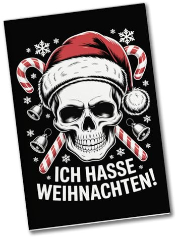 speecheese Souvenir Magnet Totenkopf Weihnachtsmann - Ich Hasse Weihnachten | Humorvoller Souvenir Magnet mit lustigem Spruch