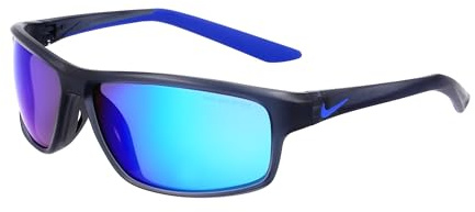 NIKE RABID 22 M N IU8094X Sonnenbrille, leicht, halbrand, 62 mm Objektiv, mattes Dunkelgrau/blauer Spiegel