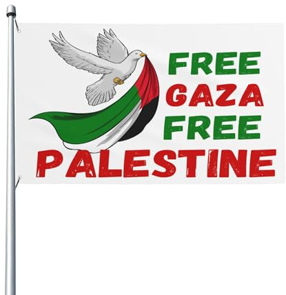 Bandiere di Gaza e Palestina libere, in piedi con bandiera di Gaza, cartello da 3x5 piedi