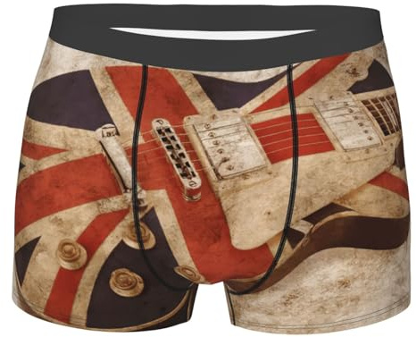 yagDAA Guitar British Flag Print Men'S Underwear Boxer Briefs,Breathable Stretch Underwear With Comfortflexible Waistband Black