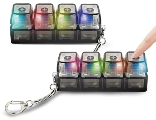 Teclado Antiestrés Juguete, 4 Botón Llavero Antiestrés con Luz LED, Mini Teclados Clicker Juguete Antiestrés