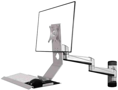 Monitor Arms - Wall-Mounted Dual Arm Single Screen Stand with Foldable Tray for Desk Organization