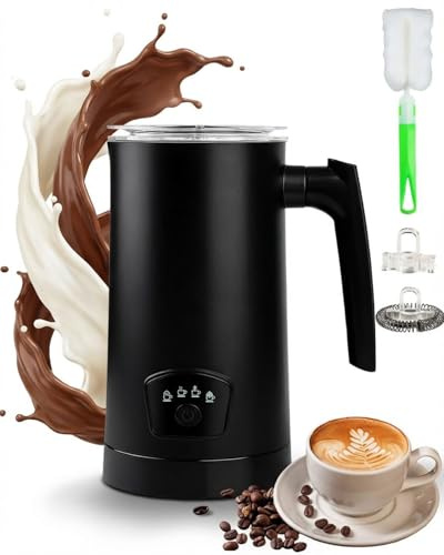 Milchaufschäumer Elektrisch 4-in-1, 400W Elektrische Milchaufschäumer für Heißer und Kalter Milchschaum, Stumm Edelstahl Milcherwärmer mit automatischer Abschaltung, für heiße Schokolade, Cappuccino