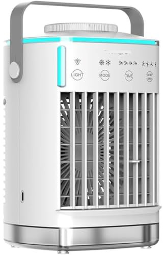 Condizionatore Portatile 4 In 1 Raffrescatore d'aria 700ML 3Velocità 2Modalità Nebbia Fredda Raffrescatore Evaporativo 180° Oscillazione Timer 10H Climatizzatore Portatile Senza Tubo Casa A