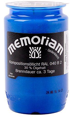Memoriam Kompo Öllicht Nr. 33 - rot, weiß oder blau - 3 Tage Brenndauer - 20 Stück (blau)