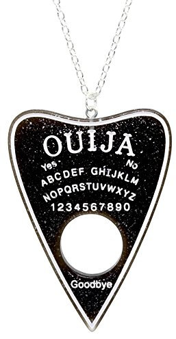 bluebubble Black Magic Black Glitter Ouija Board Pointer Necklace on Gift Card