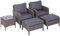 Outsunny 5-TLG. Polyrattan Gartenmöbel Sitzgruppe Gartenset Sofagarnitur Garnitur Lounge mit Kissen Dunkelgrau 2 x Sessel 1 x Couchtisch 2 x Hocker