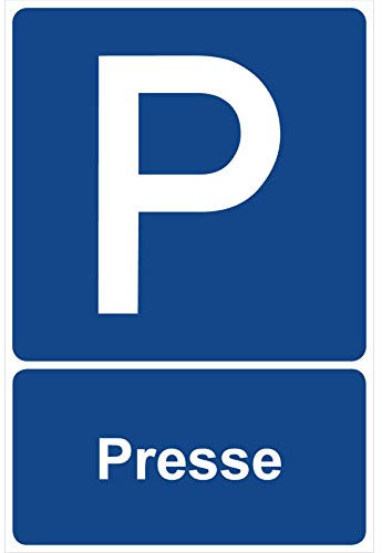 Parkplatzschild Presse Parken Schild Blau 30 x 20 x 0,3 cm Kunststoff Parkplatzmakierung Parken Parkplatzschilder Parkplatz Hinweisschild, Verbotsschild, Parkplatz Freihalten