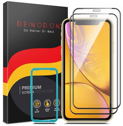 DEINODON Premium für Panzerglas für iPhone 11/iPhone XR [Full Screen], [Auto-Installation] 100% Ohne Blasen, Ultra Hart 9H+ Schutzglas Stoßfest Kratzfest Hüllenfreundlich Keine Fingerabdrücke, 2 Stück