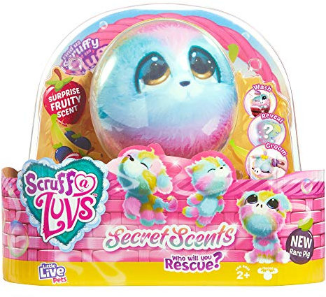 Scruff-a-Luvs Little Live 30059 Duftüberraschung Reveal Regenbogen Plüsch Kuscheltier Katze, Hund oder seltenes Schwein