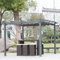 Angel Living 3 x 3M Pergola Pavillon Gartenpavillon aus Aluminium in anthrazit, Dachrohre aus Stahl, Verstellbares Dach aus Polyester Grau
