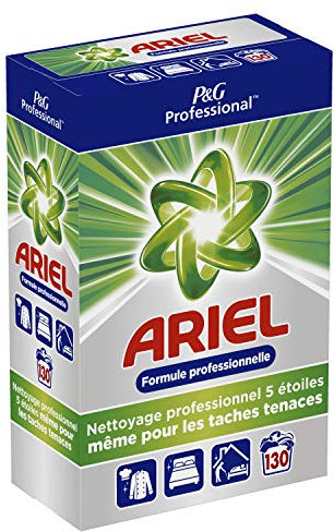 Ariel Profi-Waschmittel Pulver, P&G Professional, ultra-konzentrierte Formel, regelmäßiger Gebrauch, hervorragende Fleckenentfernung, Bleichmittel, 130 Waschgänge (8 kg)