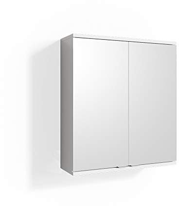 Vicco Badspiegelschrank Roy, Badezimmerspiegel, Weiß, 60 x 68 cm
