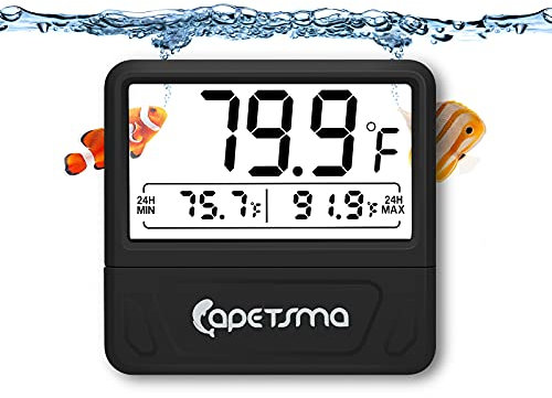 capetsma Aquarium Thermometer Digitales Aquarium Thermometer Gro?es LCD-Display zeichnet hohe und niedrige Wassertemperaturen in 24 Stunden auf